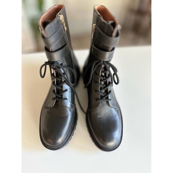 Antonio Melani Bertilli Black Leather Combat Boots Sz. 8 - Picture 5 of 7